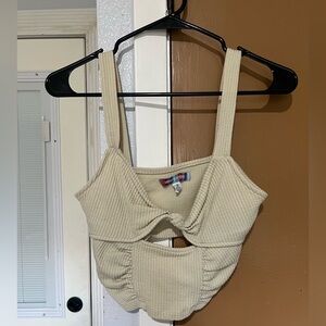 Urban Outfitters Cream Ribbed Tank Top